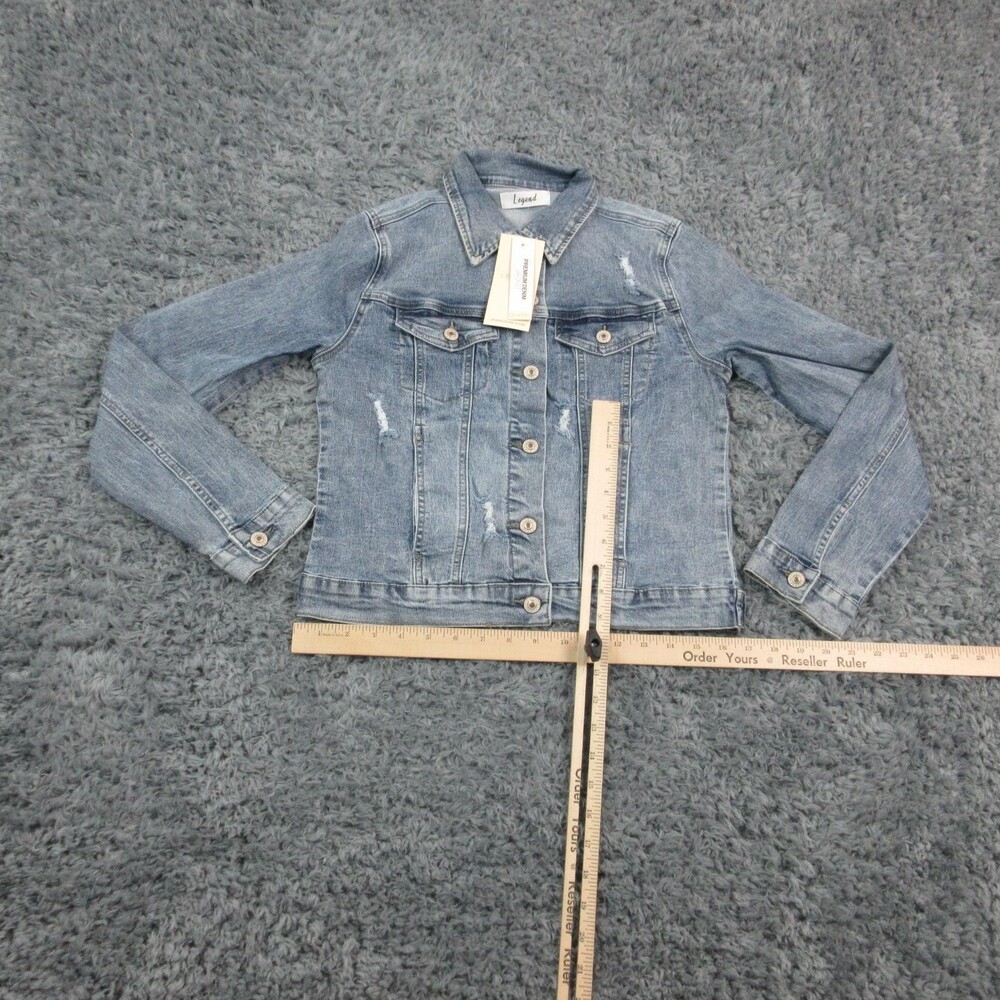 Legend Premium Denim Jacket Womens Small Light Wash Distressed NWT - Picture 8 of 16
